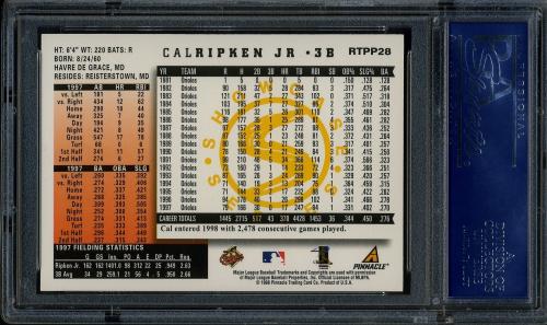 1998 Score Rookie Traded Showcase Series #PP028 Cal Ripken PSA 10 #17435773 - Back