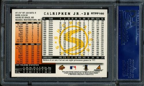 1998 Score Rookie Traded Showcase Series #PP160 Cal Ripken ST PSA 10 #16346155 - Back