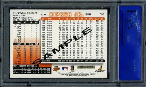 1998 Score Samples #43 Cal Ripken PSA 10 #11786421 - Back