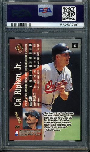 1998 Skybox Dugout Axcess #052 Cal Ripken PSA 10 #55258700 - Back