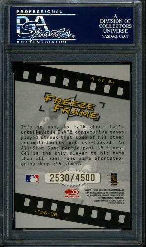1998 Studio Freeze Frame #4 Cal Ripken PSA 10 #22281720 - Back
