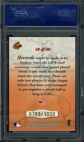 1998 Studio Masterstrokes #18 Cal Ripken PSA 10 #18902945 - Back