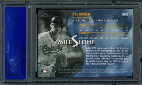 1998 Topps Chrome Milestone Refractors #MS9 Cal Ripken PSA 10 #90492039 - Back