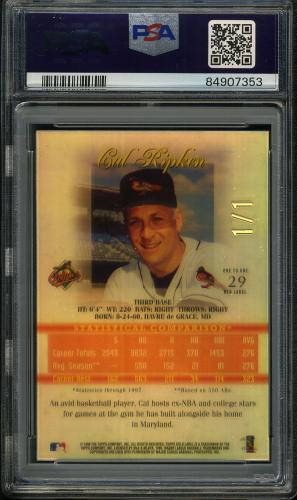 1998 Topps Gold Label Class 1 Red Masterpiece #29 Cal Ripken PSA 8 #84907353 - Back