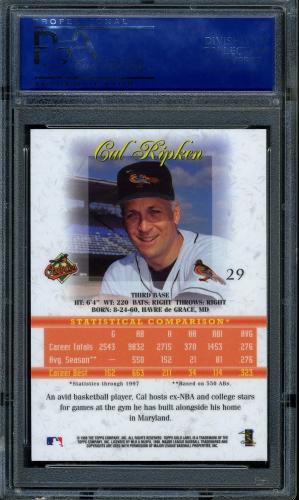 1998 Topps Gold Label Class 1 #29 Cal Ripken PSA 10 #04640308 - Back