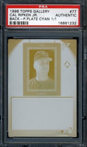 1998 Topps Gallery Original Printing Plates #77 Cal Ripken (Back - Cyan) PSA Authentic #16861232