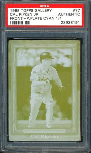 1998 Topps Gallery Original Printing Plates #77 Cal Ripken (Front - Cyan) PSA Authentic #23938191
