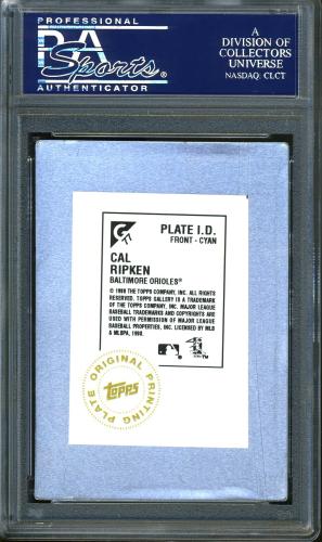 1998 Topps Gallery Original Printing Plates #77 Cal Ripken (Front - Cyan) PSA Authentic #23938191 - Back