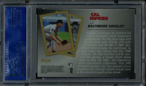 1998 Topps Gallery Photo Gallery #PG4 Cal Ripken PSA 10 #16488014 - Back