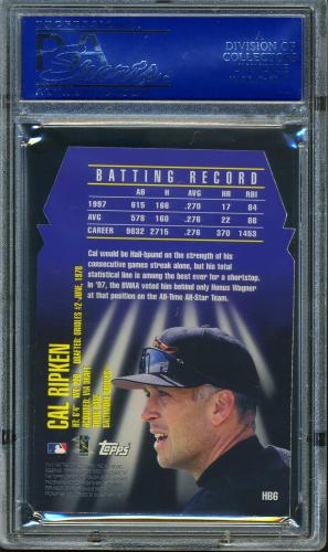 1998 Topps HallBound #HB6 Cal Ripken PSA 10 #15583679 - Back