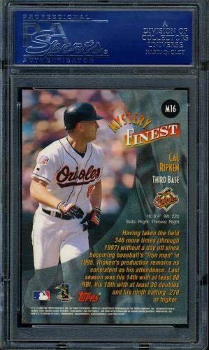 1998 Topps Mystery Finest Bordered #M16 Cal Ripken PSA 10 #16580938 - Back