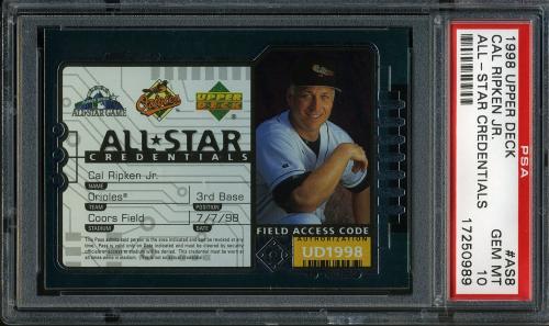 1998 Upper Deck All-Star Credentials #AS8 Cal Ripken PSA 10 #17250989