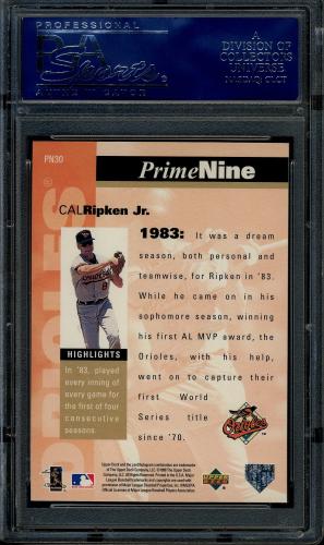 1998 Upper Deck Prime Nine #PN30 Cal Ripken-1983 PSA 10 #17930137 - Back