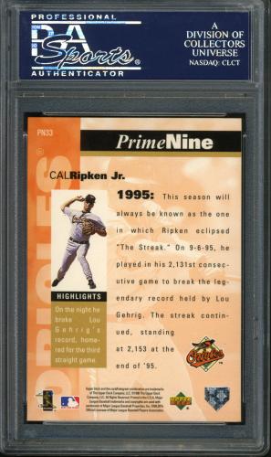1998 Upper Deck Prime Nine #PN33 Cal Ripken-1995 PSA 10 #23883433 - Back