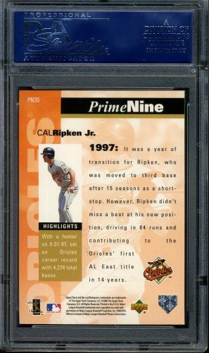 1998 Upper Deck Prime Nine #PN35 Cal Ripken-1997 PSA 10 #16360124 - Back