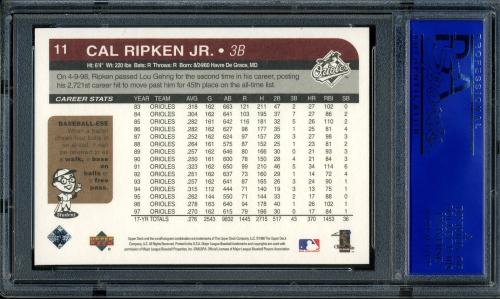 1998 Upper Deck Retro #11 Cal Ripken PSA 10 #30980341 - Back