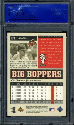 1998 Upper Deck Retro Big Boppers #B3 Cal Ripken PSA 9 #30980342 - Back