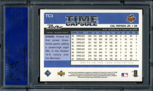 1998 Upper Deck Retro Time Capsule #TC3 Cal Ripken PSA 10 #14878993 - Back
