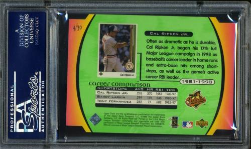 1998 Upper Deck Retrospectives #4 Cal Ripken PSA 10 #22248398 - Back