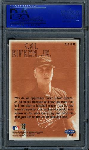 1998 Ultra Artistic Talents #5 Cal Ripken PSA 10 #81330999 - Back