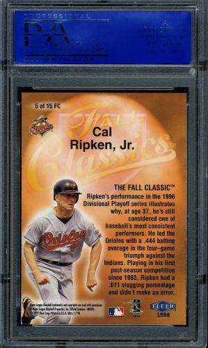 1998 Ultra Fall Classics #5 Cal Ripken PSA 9 #11786432 - Back