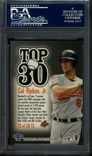 1998 Ultra Top 30 #22 Cal Ripken PSA 10 #22281668 - Back