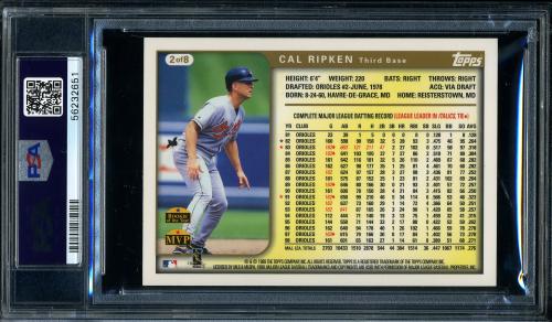 1999 Topps Oversize #B2 Cal Ripken PSA 9 #56232651 - Back