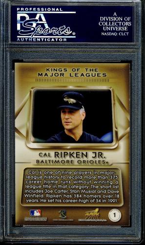1999 Aurora Kings of the Major Leagues #1 Cal Ripken PSA 10 #22281545 - Back
