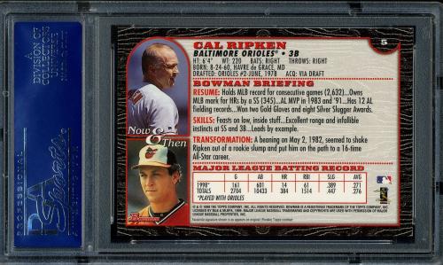 1999 Bowman #5 Cal Ripken PSA 10 #16079620 - Back