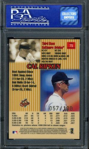 1999 Bowman's Best Atomic Refractors #75 Cal Ripken PSA 9 #01445336 - Back