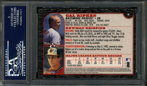 1999 Bowman Chrome International #5 Cal Ripken PSA 10 #23713006 - Back
