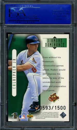 1999 Black Diamond Dominance #D8 Cal Ripken PSA 8 #30980347 - Back
