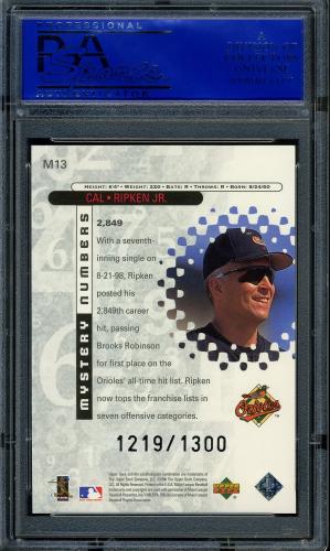 1999 Black Diamond Mystery Numbers #M13 Cal Ripken/1300 PSA 10 #30980348 - Back