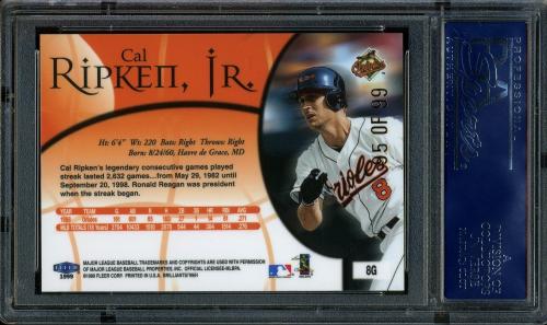 1999 Fleer Brilliants Gold #8 Cal Ripken PSA 10 #19513296 - Back