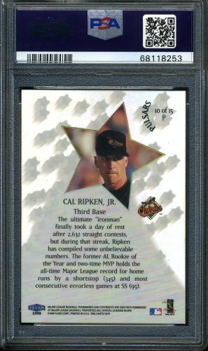 1999 Fleer Brilliants Shining Stars Pulsar #10 Cal Ripken PSA 10 #68118253 - Back