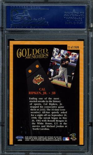 1999 Fleer Tradition Golden Memories #11 Cal Ripken PSA 10 #16640275 - Back