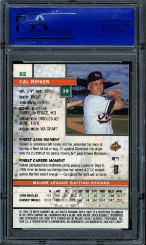 1999 Finest No Coating #082 Cal Ripken PSA 10 #30980350 - Back
