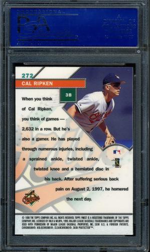 1999 Finest No Coating #272 Cal Ripken GM PSA 10 #07150973 - Back