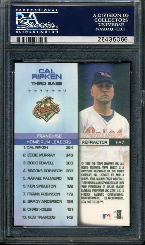 1999 Finest Franchise Records Refractors - No Coating #FR7 Cal Ripken PSA 10 #26435066 - Back