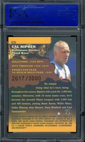 1999 Finest Milestones #M2 Cal Ripken HIT PSA 10 #90483957 - Back