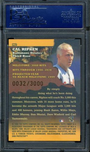 1999 Finest Milestones - No Coating #M2 Cal Ripken HIT PSA 10 #16470274 - Back