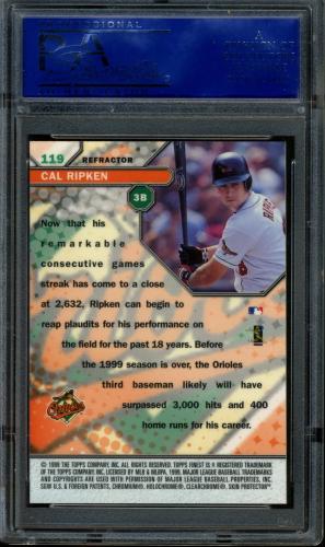 1999 Finest Refractors - No Coating #119 Cal Ripken GEM PSA 10 #10872716 - Back