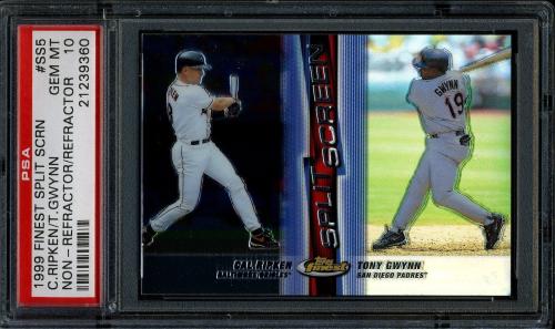 1999 Finest Split Screen Non-Refractor/Refractor - No Coating #SS5 C.Ripken/T.Gwynn PSA 10 #21239360