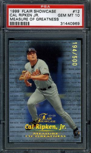 1999 Flair Showcase Measure of Greatness #12 Cal Ripken PSA 10 #31440969