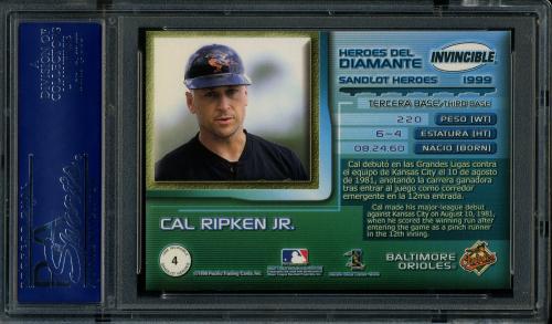 1999 Pacific Invincible Sandlot Heroes #4B Cal Ripken PSA 10 #15707929 - Back