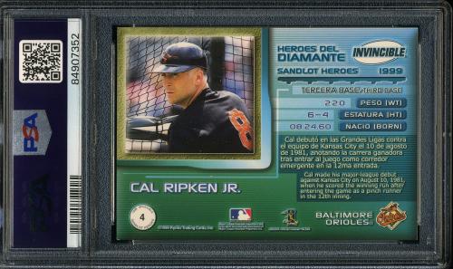 1999 Pacific Invincible Sandlot Heroes SportsFest #4 Cal Ripken PSA 7 #84907352 - Back