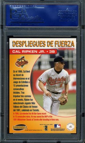 1999 Pacific Invincible Seismic Force #4 Cal Ripken [Portrait] PSA 10 #14707230 - Back
