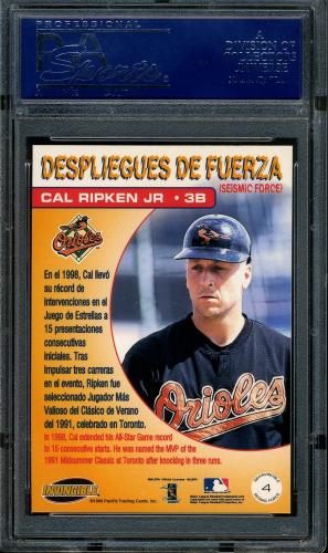 1999 Pacific Invincible Seismic Force #4 Cal Ripken [Batting] PSA 10 #17168540 - Back