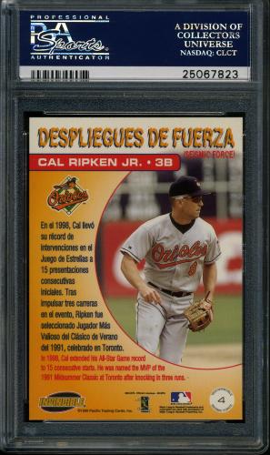 1999 Pacific Invincible Seismic Force SportsFest #4 Cal Ripken [Portrait] PSA 10 #25067823 - Back