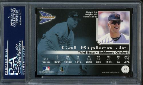 1999 Pacific Prism #21 Cal Ripken PSA 10 #23528586 - Back